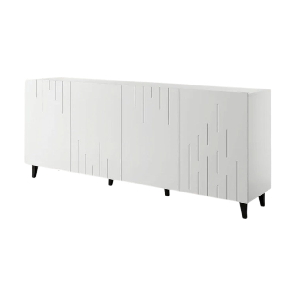 **Buffet blanc moderne avec motifs géométriques**