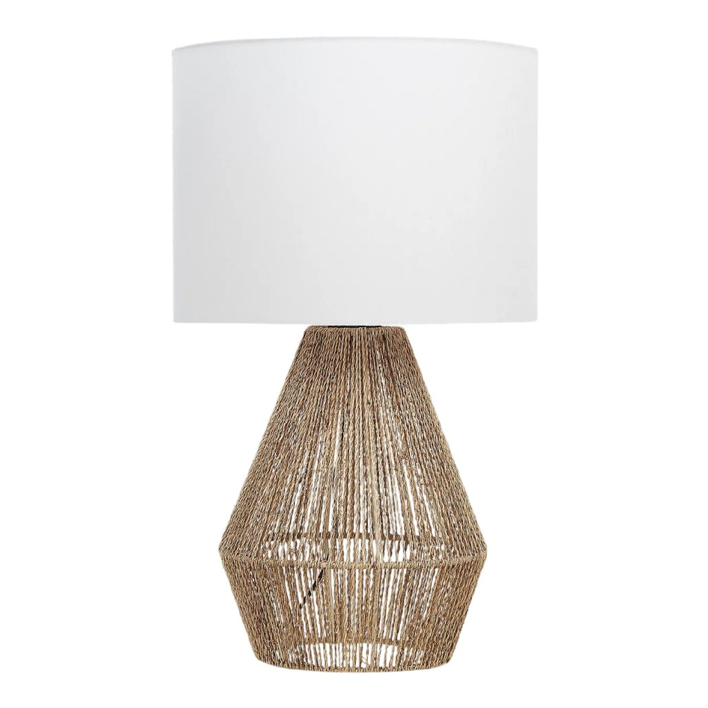 **Lampe de table en osier avec abat-jour blanc**