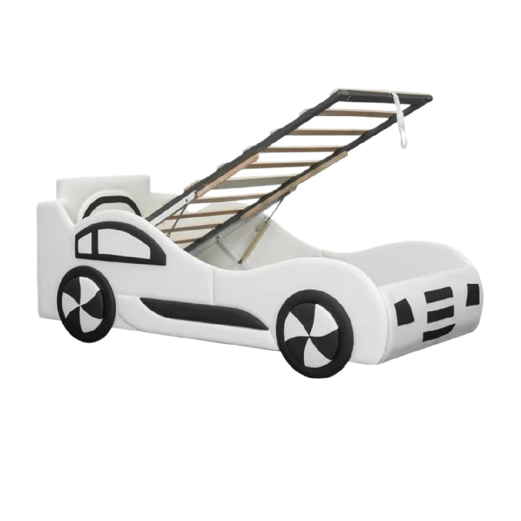 **Lit enfant en forme de voiture avec toit ouvrant**